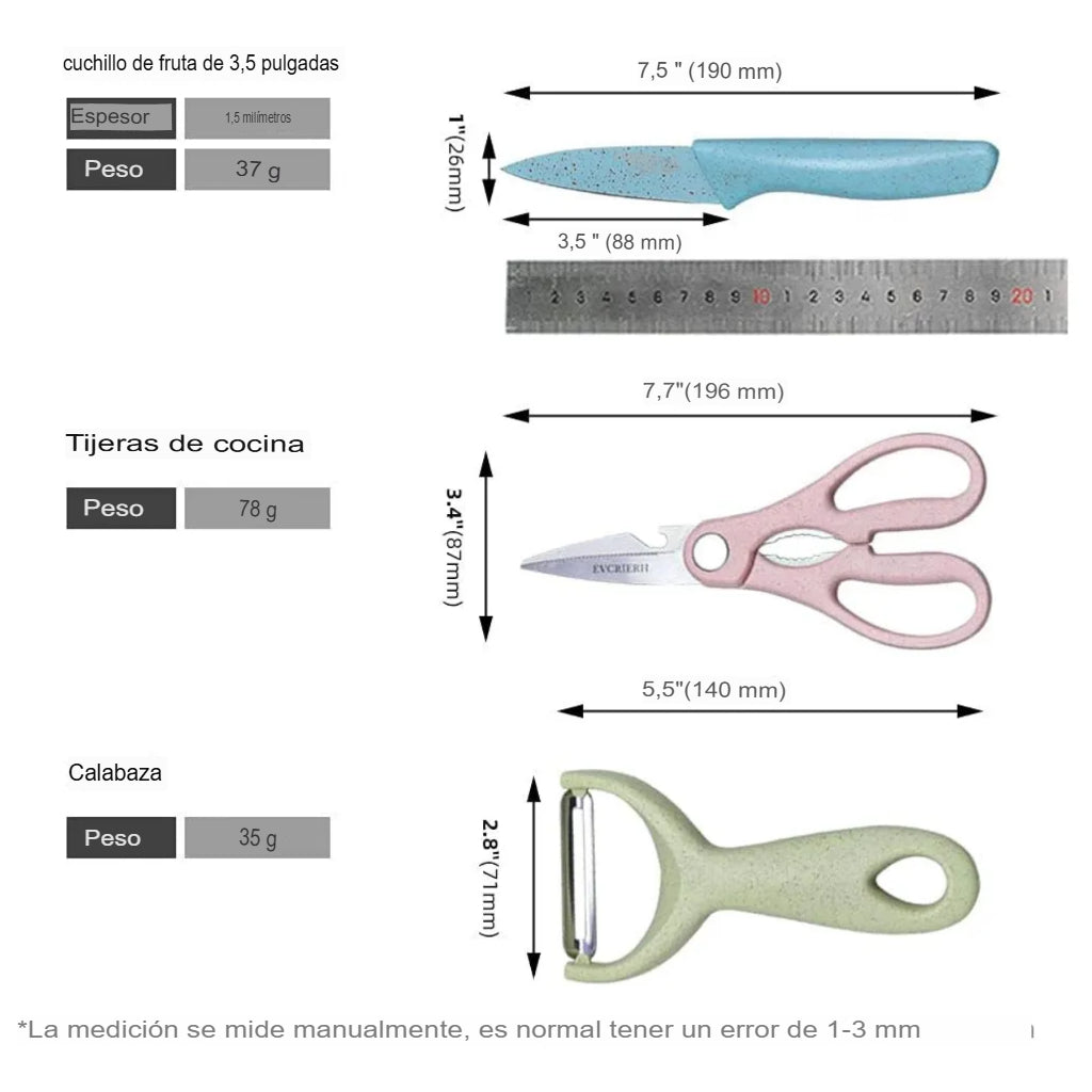Set de Cuchillos de Colores 6 Piezas