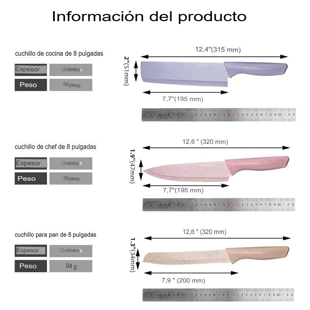 Set de Cuchillos de Colores 6 Piezas