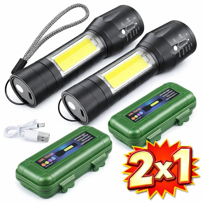 2 Mini Linternas LED – Potencia compacta para emergencias y uso diario