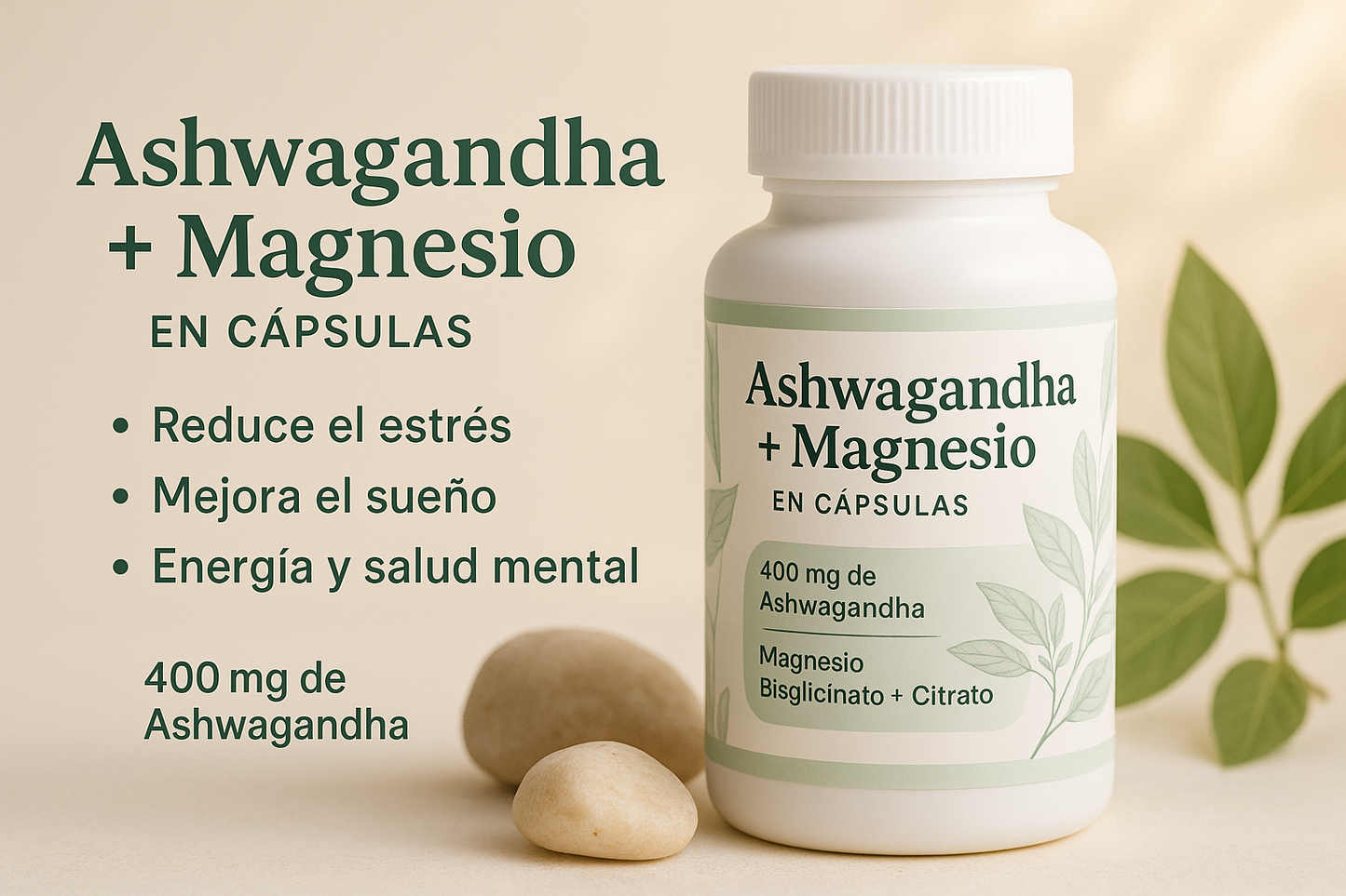 Ashwagandha + Magnesio 1000 mg 60 Caps.