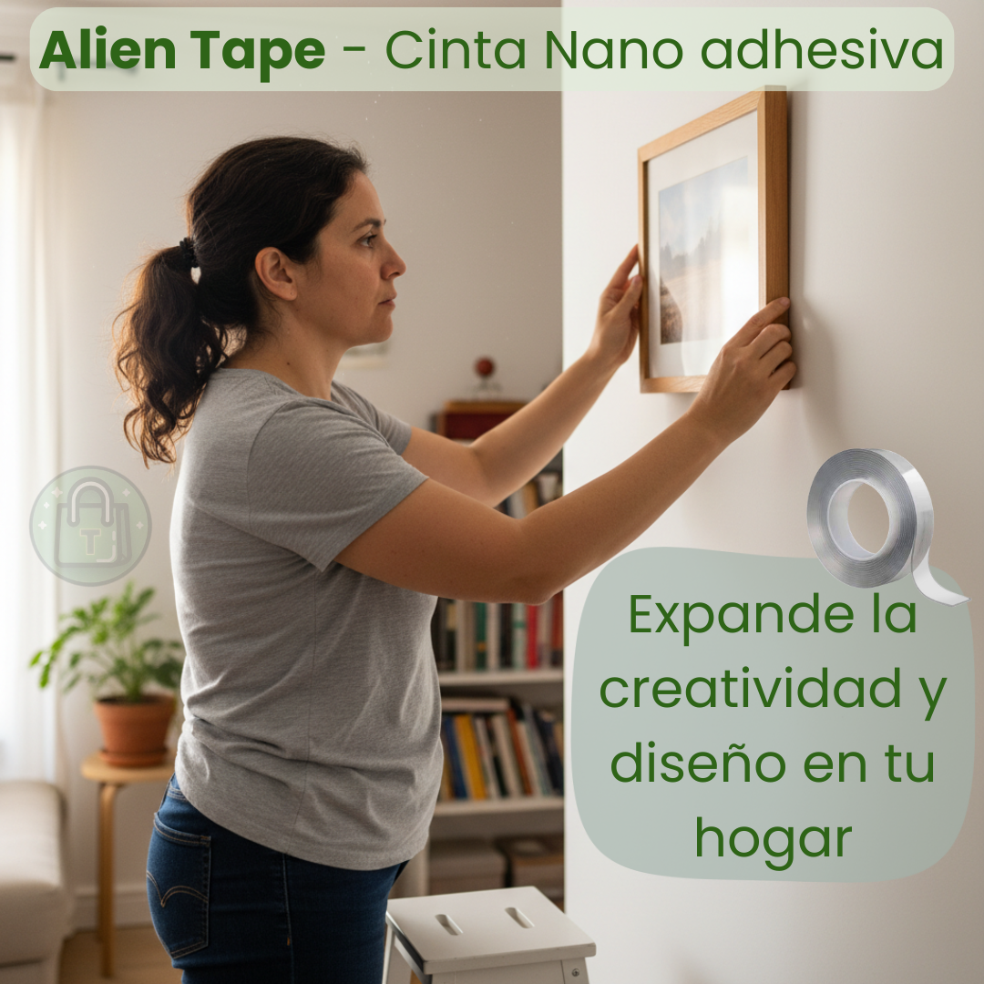 ALIEN TAPE ™️ - Nanocinta Doble Cara 3x1 – Fija sin perforar, cuida tus superficies