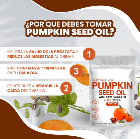 Aceite de Semilla de Calabaza + Saw Palmetto – Soporte Capilar y Prostático Natural