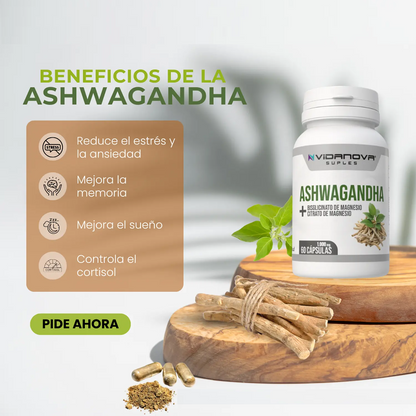 Ashwagandha + Magnesio 1000 mg 60 Caps.