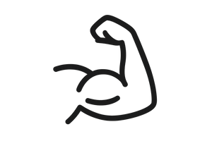 Hola, necesito generes un ícono de músculo o fuerza, sin fondo, en buena resolución por favor. Indicame el tamaño.