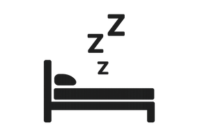 Una cama monocromática con unas Zzz de más grande a más chica, sin fondo.